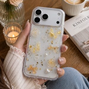 Luxury Handmade Butterfly Pearl Glitter Transparent iPhone Case | Shockproof Soft TPU Cover