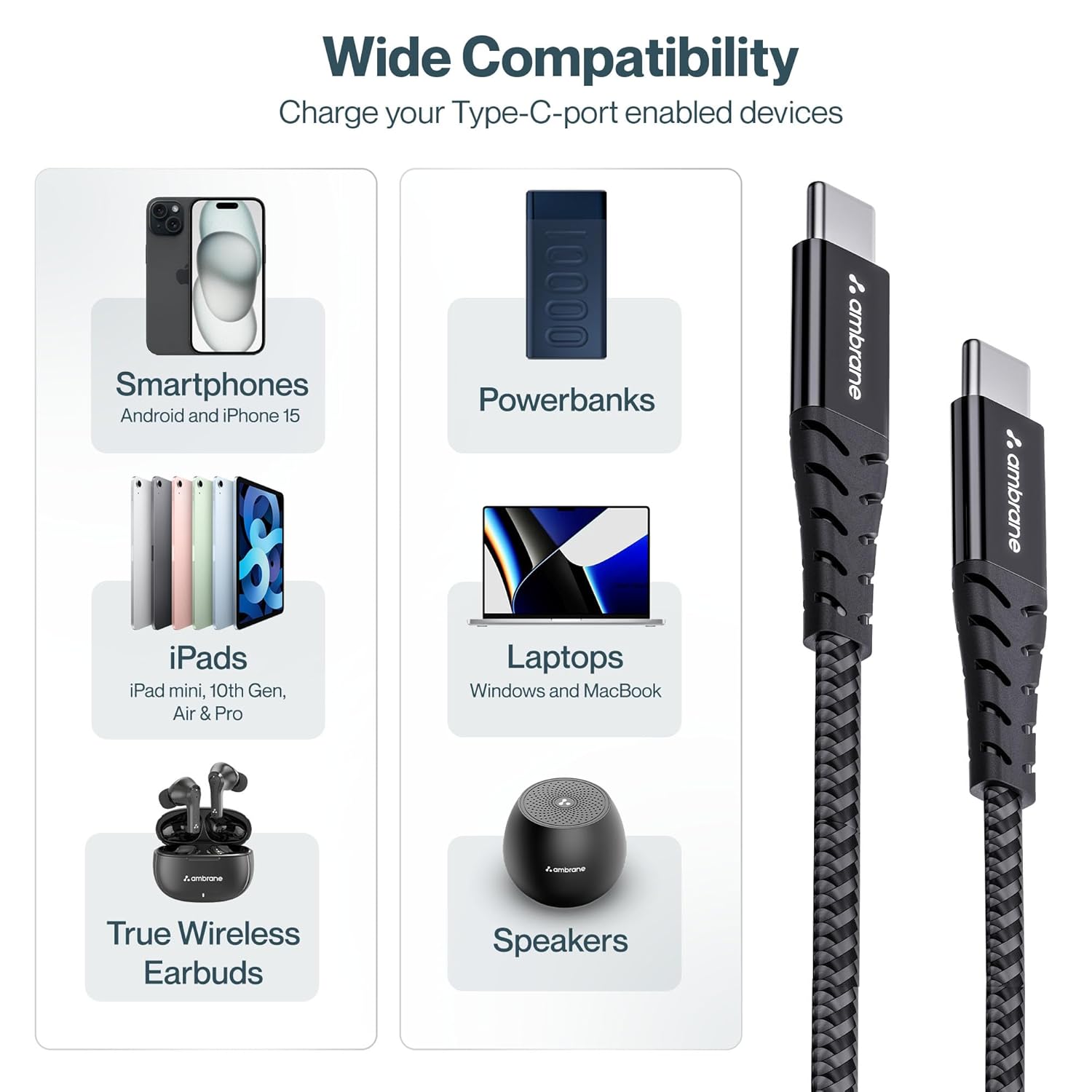 Ambrane 60W Type C to Type C Cable