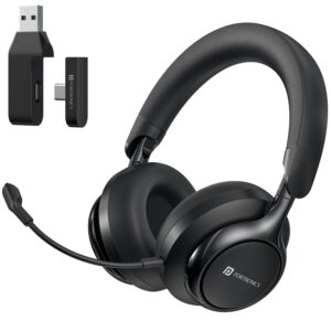 Portronics Muffs M7 Over Ear Headphone with USB-A & Type C 2.4Ghz Receiver, Detachable Boom Mic, Upto 50 Hours Playtime, Deep Bass, Bluetooth V5.4, 40mm Dynamics Driver, Type C Fast Charging(Black)