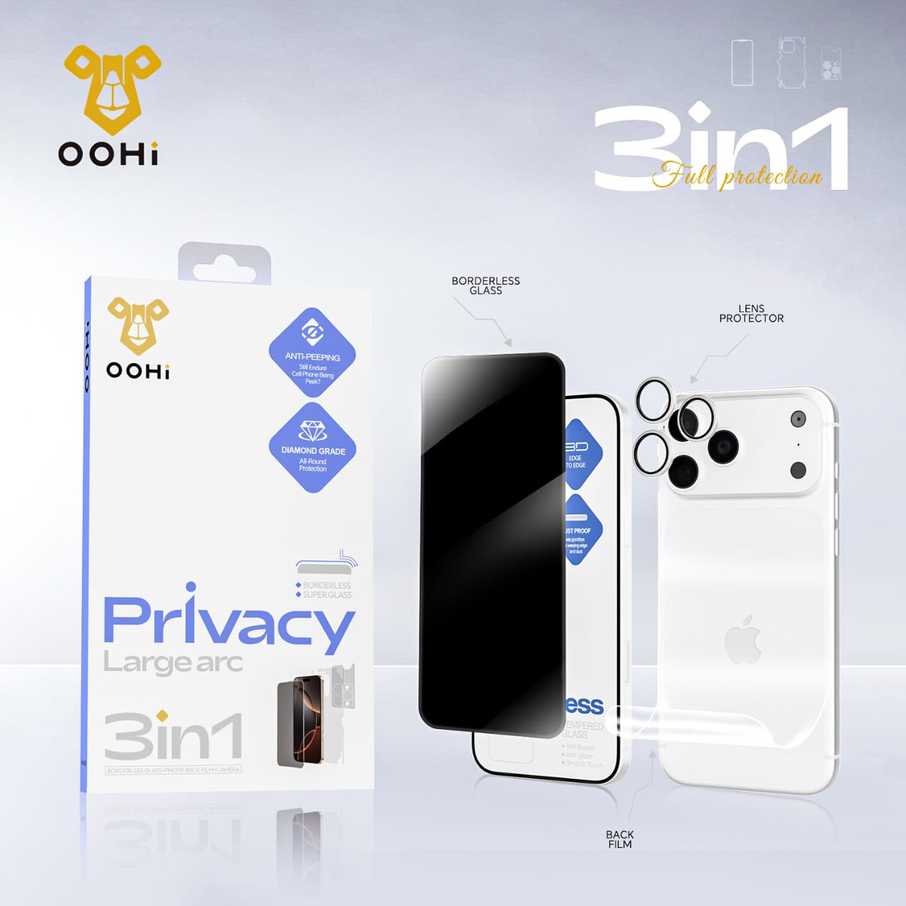 OOHi 3 in Privacy tempered glass iPhonePRIVACY